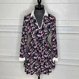 Forever 21 Floral Long Sleeve Collared Dress Size Small